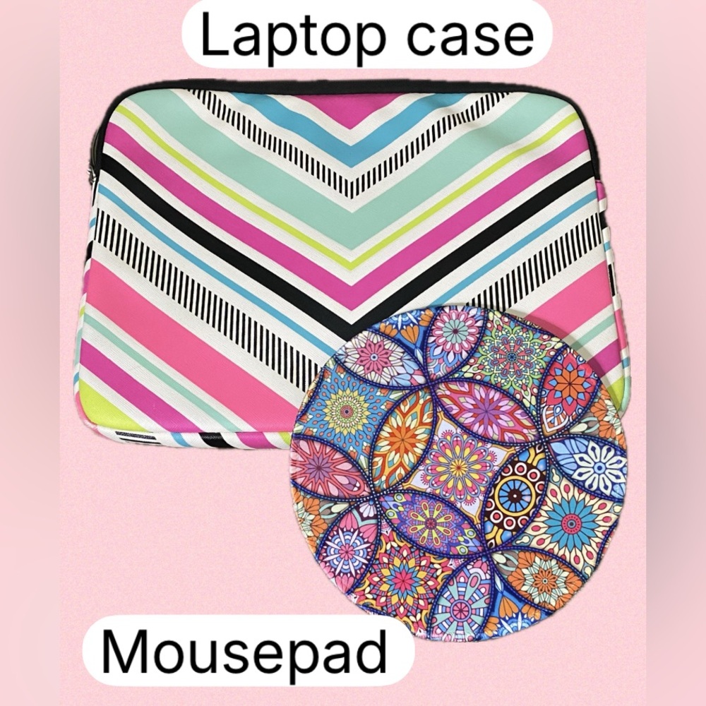 Colorful Studio C Carolina Pad Chevron Laptop Sleeve and Mandala Mouse Pad